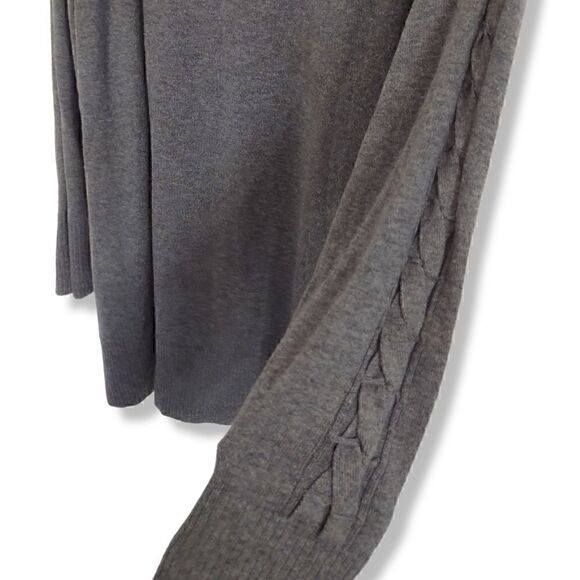 Lauren Conrad Gray Sweater‎ Tunic Braided LS Ribbed Cuffs Hem Wide Scoop Neck 1X - Picture 3 of 10